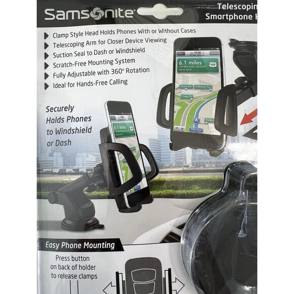 Samsonite Car Telescoping Smartphone Holder Mount Fits All Phone Hands Free - Picture 3 of 4